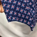 Cherokee Vintage Y2K‎  Short Sleeve Floral Button Up Shirt Women M Rayon USA Navy Photo 5