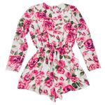 Pink Rose Romper Long Sleeve Floral Playsuit Short Summer L’Atiste by Amy Size S Photo 1