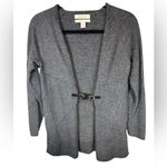 Ellen Tracy Tunic Sweater 100% Merino Wool Cardigan Women Gray Long Sleeve Belt Photo 12