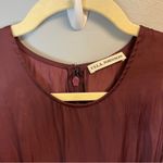 Ulla Johnson Dress Colorblock Maroon Cream Pleated Midi Sheath Raw Hem Sz 4 EUC Photo 3