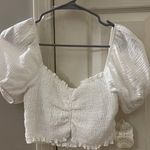 Altar'd State White Puffy Sleeve Cropped Top Photo 1