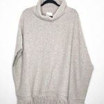 Joie M/L Cream Dolman Fringe Oversized Turtleneck Wool Blend Poncho Photo 0