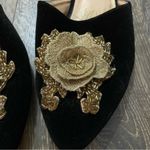 JOYFOLIE Black Velvet Valentina Flats w/ Gold Floral Details Size 6.5 Photo 1