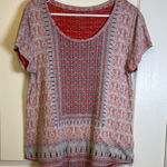 Lucky Brand  Red Blue Patriotic Short Sleeve Shirt Size Large EUC #2623 Photo 0