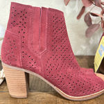 Toms Majorca Peep Toe Booties in red suede. Size 8 new with tags Photo 0