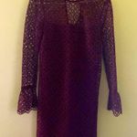 Sandro  NWOT Helian Lace Long Sleeve Bordeaux Dress Size 38 Photo 3