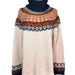 Madewell  NEW Brookdale Fair Isle Turtleneck Sweater Alpaca Cream Navy Orange XXL Photo 1