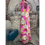 dress Hawaiian 1960s ruffle collar floral bright pink purple gold cream Size XS Photo 7