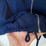 Forever 21 Navy Blue Full Zip up Hooded Jacket Windbreaker with Teal Stripes L Photo 7