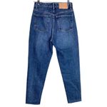 ZARA  Relaxed High Waisted Wide Leg Boyfriend Jeans Raw Hems 4 Dark Wash Blue Photo 3