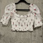 For Love & Lemons  Size Small White Eyelet Floral Cottage Boho Romantic Crop Top Photo 0