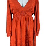 Anthropologie Love Whit Orange Jacquard V Neck Long Sleeve Midi Dress XL Holiday Photo 0