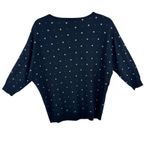 Catherine Malandrino  Black Metal Studded V-Neck 3/4 Sleeve Sweater Size L Photo 1