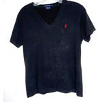 Ralph Lauren   Large Black Cotton  Short Sleeve V-Neck T-Shirt 87E Photo 0