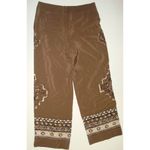 Womens Worth New York $498 4 USA Print Silk Pants Brown White Wide Ethnic Trim Photo 4