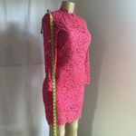 H&M Women's Pink Floral Lace Cutout Short Dress - Long Sleeve Coquette Size 6 Photo 7