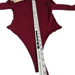 The Giving Movement Bodysuit Ribbed Long Sleeve Maroon Burgundy Size S Red Photo 9