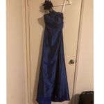 La Femme Thumbnail Filmstrip of GiGi Navy One Shoulder Prom Dress with Flower by  Photo 2