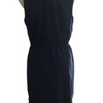 Maison Jules Mandarin Collar Blue & White Micro Polka Dot Shift Dress Photo 1