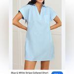 Cupshe  NWT blue white striped short sleeve‎ mini tunic dress S Photo 5