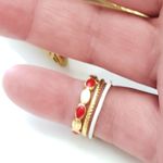 Free People New! FP Red White Gold Cuff Ring Photo 3