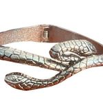 Silver Tone Snake Serpent Cuff Bracelet Bypass Hinged Serpentine Adj 6.25" Photo 0