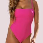Relleciga NWT‎  Women's Neon Pink Bandeau One Piece Swimsuit - Small Photo 0