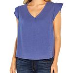 Three Dots V-neck Blouse tee Shirt top blue large loose oversized Photo 0
