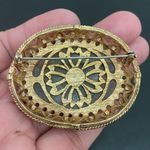 Vintage Baltic Amber Oval Cabochon Ornate Gold Photo 9