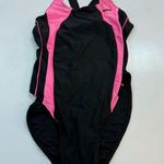Sporti Piped Splice Wide Strap One Piece Pink Black Swimsuit 34 NWOT Photo 3