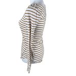 Free People  Hard Candy Cream & Brown Striped Crochet Long Sleeve Shirt XS Photo 6