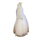 ALFRED BOSAND VINTAGE 1980'S WHITE & GOLD GLITTER DOTS BALL GOWN (M) Size M Photo 5
