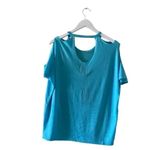 Chaser REVOLVE Turquise Deconstructed shoulder Cut Out Short Sleeves Top SZ M Photo 6