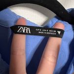 ZARA  Oversized Blue Cut Off Crop Button Up Shirt Small Photo 2