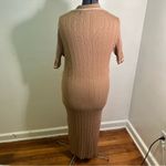 Madison + Hudson Knit Polo Maxi Dress Tan White 3X Photo 5