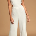 Lulus  Moments to Remember White Sleeveless Wide Leg Cutout Jumpsuit Small NWT Photo 0