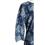 Gap  Roll Cuff Medium Indigo Denim Floral Print Shift Dress Back Zipper Pockets 6 Photo 2