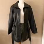 Jacqueline Ferrar Vintage Black Lambskin Leather Trench Jacket Size M Photo 5