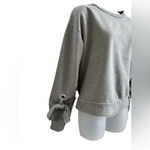 Top Shop Tie, Grommet Gray Sweatshirt, Size 4 Photo 1