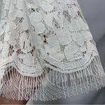 Elegant Ivory White Floral Lace overlay Dress size s high neck bell sleeves boho Photo 12