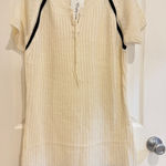 Extra Touch Sweater Dress Knit Short Sleeve Lace Up‎ Casual Cream Black 2X Size XXL Photo 0