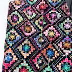 Vintage 80s 90s Try One Rainbow Embroidered Vest Diamond Print Size Medium Funky Black Photo 3