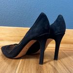 Pour La Victoire  Black Suede 4” Heels with Scalloped Mesh Detailing size 9 Photo 4