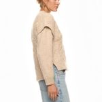 Central Park West Oatmeal Oversized Cardigan Sweater LARGE Cable Knit Beige $170 Photo 2