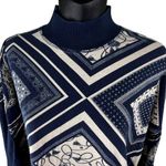 BDG Urban Outfitters Pierre Mock Neck Slouchy Top Blue & White Women’s XS BOHO Photo 2