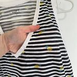 Loft ANN TAYLOR White Black Stripe Pineapple Fruit V-Neck 100% Cotton Tank Top Photo 4