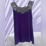 Kenar Purple with Black Sparkly Crochet Tank size L Photo 1