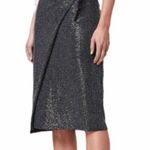 ALL SAINTS Allegra Shimmer Side Tie Wrap Midi Skirt Black 8 Photo 0