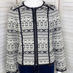 Chico's Chico’s Tribal Fair Isle Southwestern Full Zip Knit Jacket Black Ivory Small Photo 0