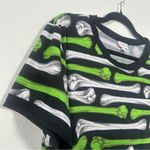 LuLaRoe  Halloween Fall Liv T-Shirt Women's 2XL Neon Green & White Bones Festive Photo 3